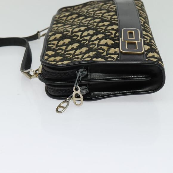 DIOR Trotter Canvas Shoulder Bag Navy Gold - Picture 4 of 12